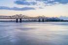 Natchez-Vidalia Bridge over the Mississippi River after sunset Seen from Natchez-Mississippi Art Print